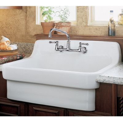 Whitehaus Collection Countryhaus 30" x 22" Single Vitreous Utility Sink & Reviews | Wayfair Camp Kitchen Organization, Country Sink, Country Kitchen Sink, China Kitchen, Utility Sink, Wall Mount Faucet, Farm Sink, Single Bowl Kitchen Sink, Farmhouse Sink Kitchen