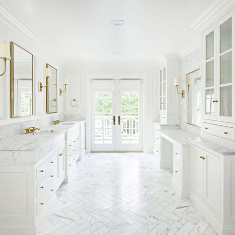 The Fox Group, Fox Group, White Rooms, Marble Bathroom, Style At Home, Traditional Bathroom, Herringbone Pattern, White Bathroom, The Fox