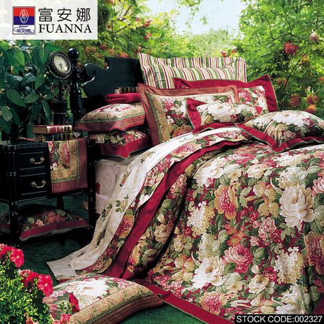 FUANNA Designer bedding bed set 4pcs duvet quilt duvet cover queen king Size pillow covers cotton bed sheets Free Shipping SNWQ Floral Bedding Sets, Designer Bedding, Cotton Bedsheets, Floral Bedding, Chic Flowers, Flat Bed, Bed Sets, Quality Bedding, Cotton Bedding