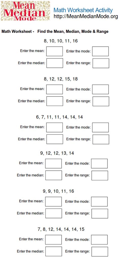 mean, median, mode worksheet - loved this stuff when I was in school. Mean Median Mode Range, Grade 6 Math Worksheets, Grade 5 Math Worksheets, Mean Median Mode, Interactive Math Journals, Mean Median And Mode, Math Practice Worksheets, Free Printable Math Worksheets, Word Problem Worksheets