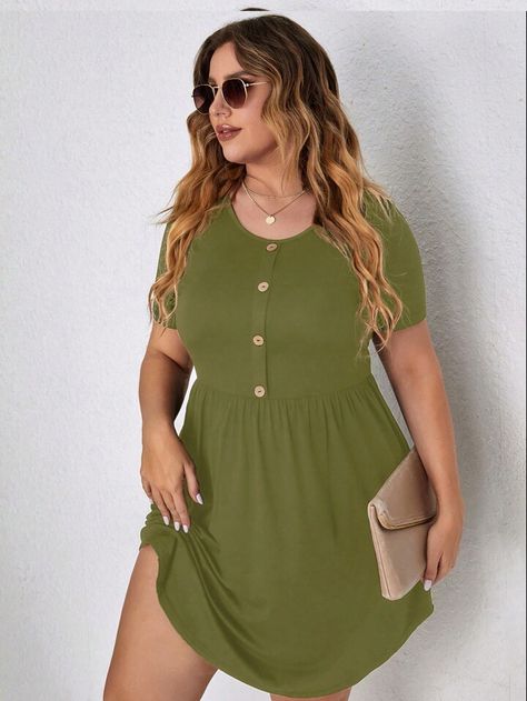 Look Plus Size, Plus Size Kleidung, Line Dress, Button Dress, Plus Size Casual, Plus Size T Shirts, Belted Dress, T Shirt Dress, Plus Clothing