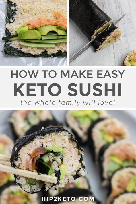 Keto Sushi Rolls, Keto Sushi, Low Carb Sushi, Homemade Sushi, Sushi Recipes, Keto Recipes Dinner, Sushi Rice, Sushi Rolls, Keto Dinner