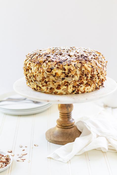 Toasted Almond Cake - Island Bakes Toasted Almond Cake Recipe, Toasted Almond Cake, Cake In Air Fryer, Almond Flour Cake, Almond Frosting, Almond Flour Cakes, Almond Pastry, Soft Cake, Almond Crunch