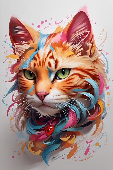 Wallpaper Bold, Kat Diy, Chat Kawaii, Illustration Wallpaper, Image Cat, Image Chat, Art Painting Gallery, Desenho Tattoo, Cat Artwork