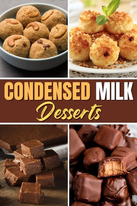 These condensed milk desserts are about as rich and creamy as they come. You'll love making fudge, cookie bars, cheesecake, and more tasty treats! Sweetened Condensed Milk Candy, Uses For Condensed Milk, Leftover Condensed Milk Recipes, Cookies Using Sweetened Condensed Milk, Things To Make With Sweet Condensed Milk, Sweetened Condensed Milk Cheesecake, Desserts With Condensed Milk, Condensed Milk Cheesecake Recipes, Sweetened Condensed Milk Desserts