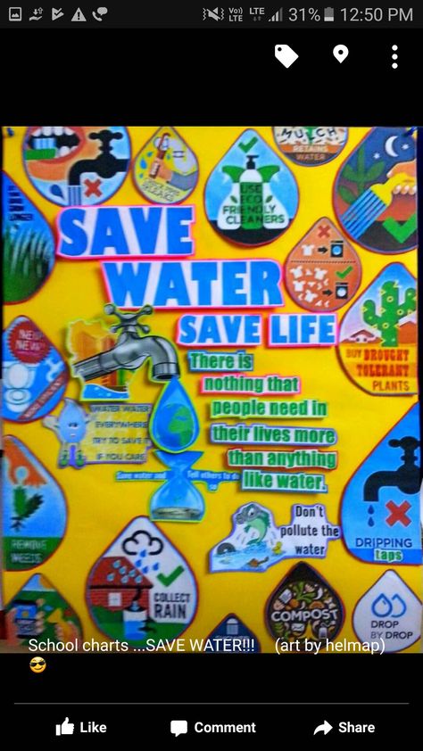 Environment Chart Ideas, Water Conservation Poster For Kids, Save Water Poster Creative Ideas, Save Water Poster Creative, Water Conservation Poster, Notice Board Decoration, Save Water Poster Drawing, Soft Board Decoration, Save Water Save Life