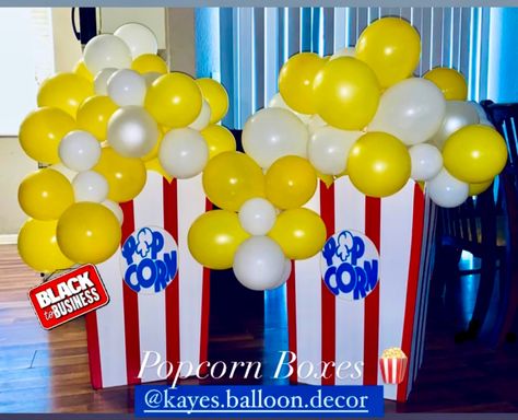 Balloon Popcorn, Popcorn Boxes, Diy Balloon, Popcorn Box, Balloon Decor, Balloon Diy, Balloon Decorations, Popcorn, Kids Birthday