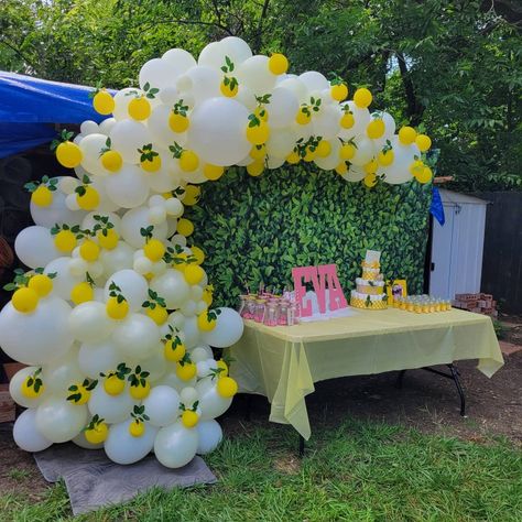 Lemon Display Ideas, Amalfi Coast Balloon Garland, Lemon Balloon Arch, Lime Birthday Party, Haldi Ceremony Decorations, Beauty And Beast Birthday, Diy Lemonade, Daisy Party, Lemonade Party