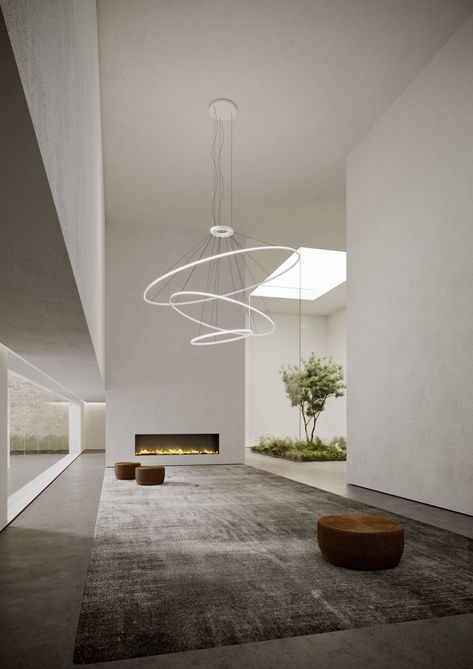 LED indirect light extruded aluminium pendant lamp CIRCULAR By Grok design Ramón Benedito Circular Pendant Light, Tattoo Modern, Circular Chandelier, Pendant Lamp Design, Linear Chandelier, Led Chandelier, Lamp Design, Interior Spaces, Lighting Fixtures