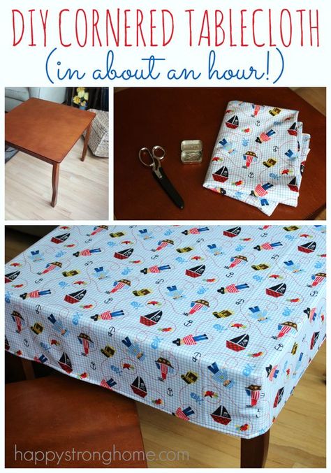 Sewing Table Cloth, Fitted Tablecloths, Sew Ins, Diy Sewing Pattern, Leftover Fabric, Sewing Table, Sewing Projects For Beginners, Diy Sewing Projects, Easy Sewing Projects