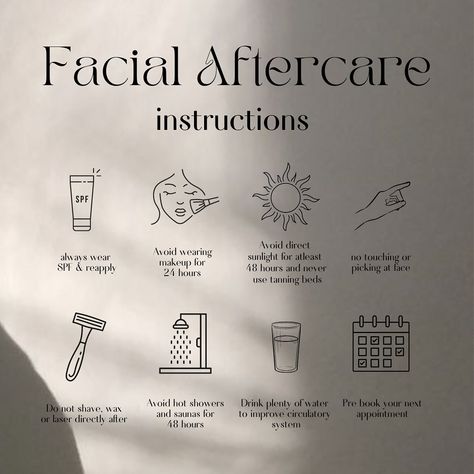 Proper after care after a facial will help extend that post-facial glow✨ Facial Forms Skin Care, Laser After Care, After Facial Care, Post Facial Care, Facial Content Ideas, Esthetician Icons, Esthetician Portfolio Ideas, Esthetician Social Media Posts, Study Esthetics