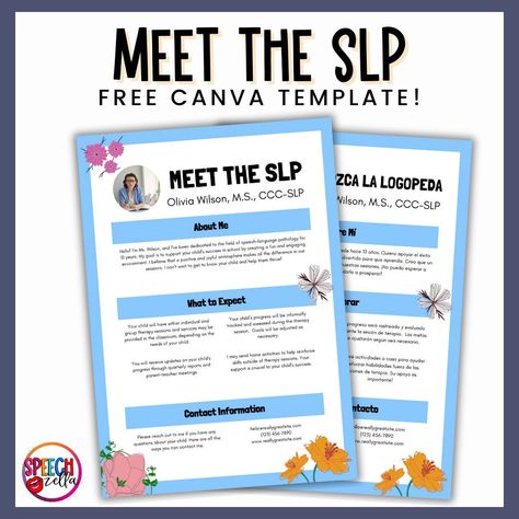 My Meet the SLP Newsletter template is perfect for speech therapists to introduce themselves to parents and students! https://speechzella.com/meet-the-slp-newsletter This Canva template is designed to help you highlight your experience and a little bit about your personality, making it easier to build trust and rapport. 📝 This newsletter template includes sections for your professional background, specializations, contact information, and fun facts. Get your Canva template today! #meetth... Brand Kit Templates, Professional Background, Slp Resources, School Slp, Professional Branding, Newsletter Template, Grad Student, Speech Therapist, Brand Kit