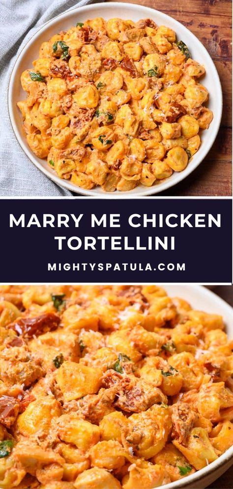 Marry Me Chicken Tortellini – Mighty Spatula Marry Me Chicken Pasta Salad, Sides For Marry Me Chicken, Marry Me Pasta Salad, Tortellini Recipes Chicken, Marry Me Chicken With Tortellini, Tortellini And Chicken Recipes, Chicken Tortellini Bake, Merry Me Chicken And Tortellini, Marry Me Tortellini