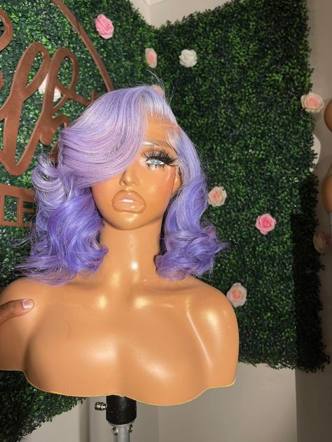 Light Purple Wig Black Women, Purple Bob Wig, Bob Lace Wig, Purple Bob, Wigs Bob, Curled Bob, 13x4 Lace Front Wig, Purple Wig, Birthday Hair