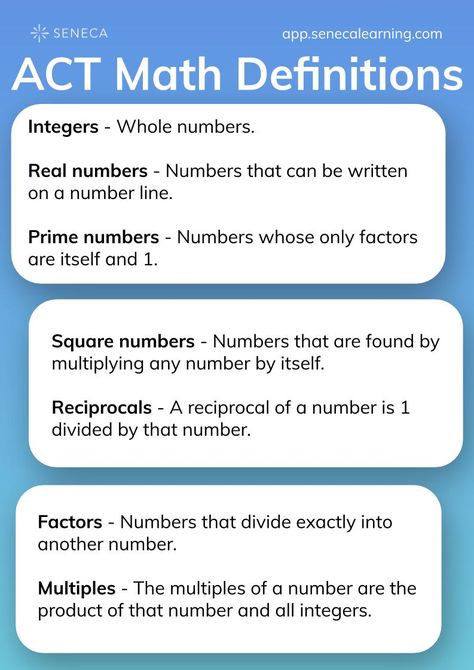 Do you know your real numbers from your reciprocals?  Click for FREE access to our full ACT Math test prep course. #Roadto30  Follow for more tips and tricks. Act Math Tips, Act Math Prep, Act Prep Tips Math, Act Test Tips, Act Prep Tips, Act Tips, Sat Tips, Act Test, Act Test Prep