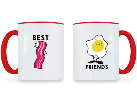 $29.95 - A pair of coffee mugs are among the best gifts for besties who want to announce their friendship! 💓 #bffgoals #bffgiftideas #giftsforher #giftsforhim #bestfriend Gifts For Besties, Coffee Together, Social Media Signs, Friend Bff, Couple Mugs, Coffee Cup Set, Bff Goals, Bacon Egg, Matching Couple