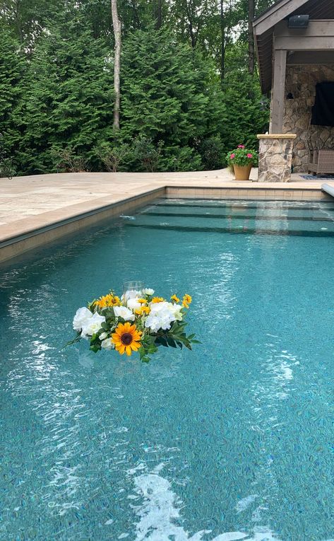 Floating Floral Pool Decor With Vase and Candle | Etsy Floating Flower Candles, Swimming Pool Floats, Wedding Centrepieces, Floating Flowers, Pool Decor, Floating In Water, Memorial Service, Island Weddings, Vow Renewal