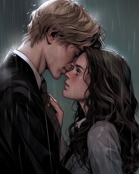 Warnette Fanart, Dramione Art, Harrypotter Fanart, Story Music, Dramione Fan Art, Draco And Hermione, Fantasy Couples, Images Harry Potter, Aaron Warner