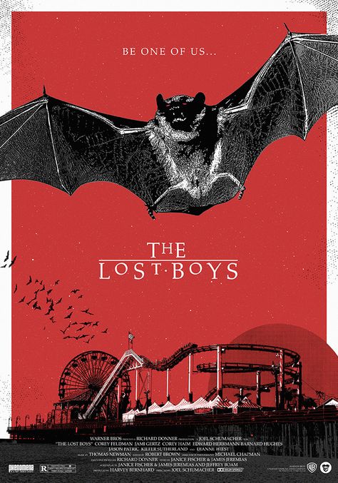 The Lost Boys by Miki Edge / Instagram / PosterSpy Lost Boys Tattoo, Diy Posters, Fantastic Beasts Creatures, Creature Movie, Lost Boys Movie, The Lost Boys 1987, The Lost Boys, Boys Posters, Horror Posters