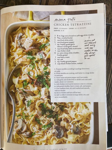 Turkey Tetrazini, Magnolia Magazine, Magnolia Table Recipes, Chicken Tetrazzini Recipes, Turkey Tetrazzini, Magnolia Journal, Chicken Tetrazzini, Journal Magazine, Chicken Main Dishes