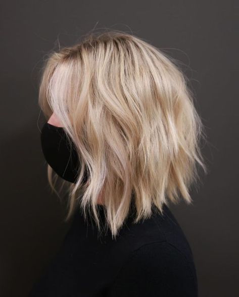 Thick Bob Haircut, Neck Length Hair, Angled Hair, Ash Blonde Balayage, Hair Adviser, Blonde Haircuts, Brown Blonde Hair, Mid Length Hair, Short Blonde Hair