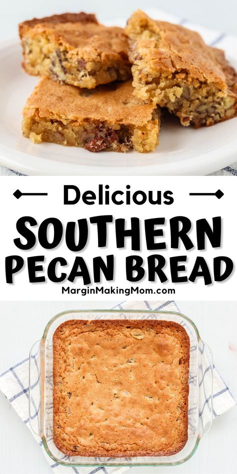 This mouthwatering Alabama pecan bread is a cinch to make and tastes absolutely amazing. Perfect for holiday gatherings, potluck dinners, BBQs, and more! It's a simple dessert that's easy to make and disappears fast. Pecan Chew Bread, Alabama Sweet Bread, Cinnamon Sweet Alabama Pecan Bread, Buttermilk Sweet Alabama Pecan Bread, Alabama Pecan Bread Recipe, Cooking With Brenda Gantt Recipes, Alabama Pecan Bread, Dessert Bread Recipes, Preacher Cake