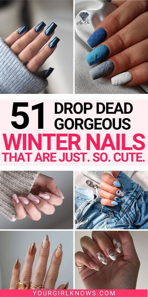 What's a better way to cherish winter than by having cute winter nails, huh? If you're like me, I've got you these winter nail designs you won't get enough of! From dark and moody shades to festive glitter, we've got you covered. | winter nails 2022, winter nails designs, winter nails acrylic, casual winter nails, elegant winter nails, winter nails inspiration, winter nails ideas, winter nail art, cute winter nails, winter nails colors, short winter nails | Winter Nails2022, Nails Inspiration Winter 2023, Nail Winter 2022 Trends, Nails Inspiration Winter 2022, Trendy Nails Winter 2022, Trendy Winter Nail Colors 2022, Trendy Nails Winter 2023, Mails For Winter 2022, Nail Art Winter 2022