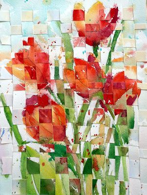 Watercolor Quilt, Collage Art Projects, Paper Collage Art, Paper Weaving, Painting Demo, Weaving Projects, Weaving Art, Woven Paper, Elementary Art