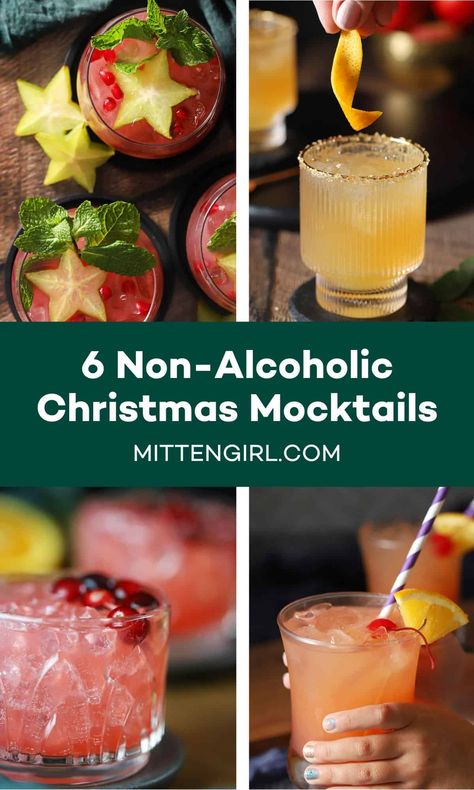 Christmas Mocktail Recipes, Christmas Mocktail, Christmas Drinks Nonalcoholic, Holiday Mocktail, Christmas Mocktails, Holiday Party Drinks, Holiday Drinks Alcohol, Christmas Drinks Recipes, Christmas Party Drinks