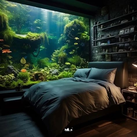 Aquarium Design Ideas House, Aquarium In House, Home Fish Tank Ideas, Aquarium Bedroom, Aquarium House, Underwater Home, Aquarium Room, Home Fish Tank, Aquarium Aesthetic