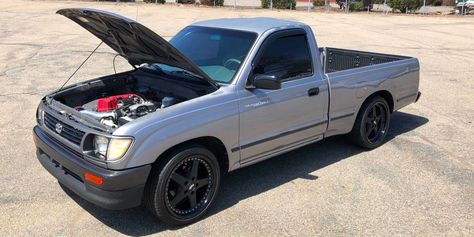 Honda S2000-Swapped Toyota Tacoma Honda Sports Car, 1995 Toyota Tacoma, Small Pickups, Tacoma Truck, Street Tacos, Regular Cab, Engine Swap, Honda S2000, Toyota Trucks