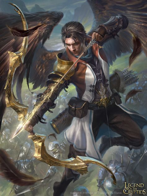 Arcane Archer, Legend Of The Cryptids, Archer Characters, Male Angels, Male Angel, Angel Warrior, Ange Demon, Fantasy Male, Angel Pictures