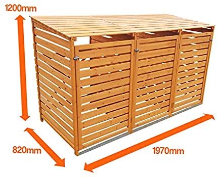 Wheely Bin Storage, Wheely Bin Storage Ideas, Diy Bin Store, Wheelie Bin Storage Ideas Diy, Diy Cabinets Build, Bin Store Garden, Outdoor Garbage Storage, Garbage Can Shed, Garbage Can Storage