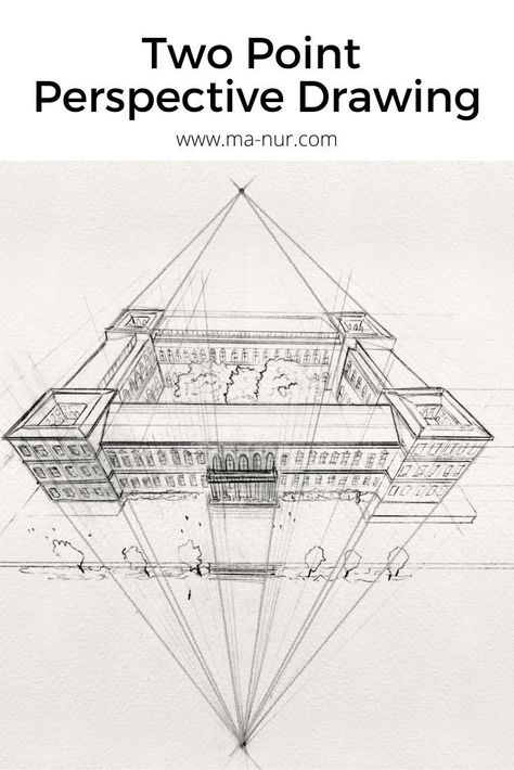 Perspective is the key to almost any illustrations. It is one of the fundamentals that you need to understand in order to create realistic and believable scenes. It captures how our eyes see the world naturally, which is not in a measured scale.We are going to start with one point perspective drawing. Then this post will be followed by other posts for two-point and three-point perspective. #art #drawing #illustrtion #tutorial #learn #perspectivedrawing #artist #architecture #sketch #sketching Two Point Perspective Drawing, 2 Point Perspective Drawing, Two Point Perspective, Perspective Sketch, Architecture Drawing Sketchbooks, Perspective Drawing Architecture, Architecture Drawing Plan, Perspective Drawing Lessons, Interior Architecture Drawing