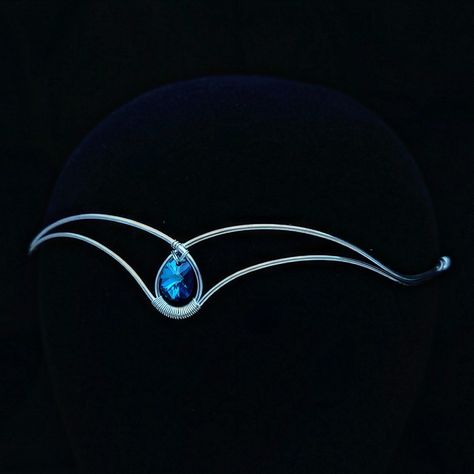 Silver crown made in silver with brilliant blue crystal. Water Crown Aesthetic, Celtic Headpiece, Ocean Crown, Viking Crown, Water Crown, Father Nature, Water Kingdom, Prom Crown, Mermaid Tiara