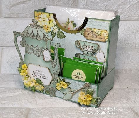 Tea Bag Dispenser, Birthday Explosion Box, Glossy Accents, Tea Holder, Decorative Plaster, Gift Box Template, Decoupage Box, Bag Dispenser, Tea Bag Holder