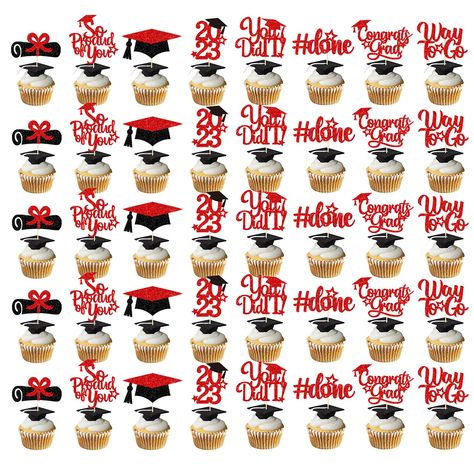 PRICES MAY VARY. Customized for 2023 graduation party decorations, 2023 graduation party supplies, graduation cupcake toppers decor. It will catch others eyes during the party. Premium Material: These Cupcake Toppers were designed using glitter paper and food grade bamboo sticks, health for your cupcake decor. It will sturdy for your cupcake decor during the party. Packages Included: 40 pieces 2023 graduation party cupcake toppers, 8 designs, each design has 5 pieces cupcake sticks. The elements Grad Cap Cake, Graduation Party Cupcakes, Cap Cake, Graduation Cupcake Toppers, Graduation Party Decorations, Blue Graduation, College Graduation Parties, Graduation Cupcakes, Graduation Party Supplies