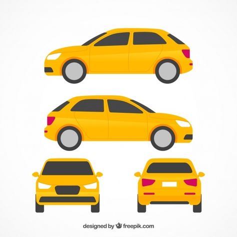 Flat car in different views | Free Vector #Freepik #freevector #car #yellow #flat #cars Car Yellow, Travel Map Diy, Window Illustration, Double Sided Business Cards, Circle Logo Design, Silver Car, 2nd Birthday Party Themes, Car Vector, Car Wrap Design