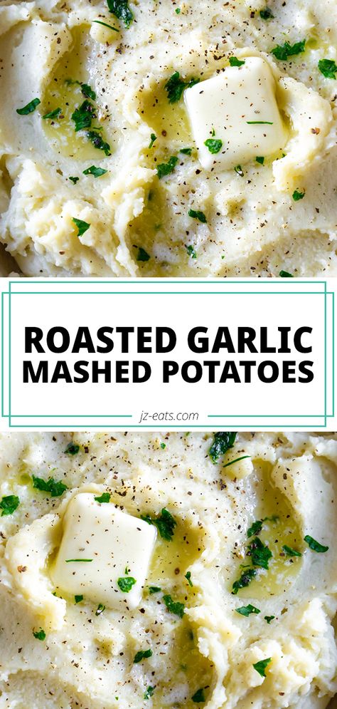 Roasted Garlic Mashed Potatoes take the ultimate comfort food and everyone's favorite side dish to the next level! #garlicmashedpotatoes #roastedgarlic #mashedpotatoes Pasta Salad Recipes Mexican, Garlic Mashed Potato, Kid Friendly Vegetarian Recipes, Brussels Sprouts Recipes, Garlic Mashed Potatoes Recipe, Mashed Potatoes And Gravy, Mashed Potato Recipe, Potatoes And Gravy, Roasted Garlic Mashed Potatoes