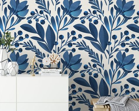 Removable Scandinavian Floral Peel and Stick Wallpaper for DIY - Etsy UK Hometown Hgtv, Scandinavian Wallpaper, Thick Wallpaper, Temporary Wallpaper, Commercial Wallpaper, Wallpaper Peel And Stick, Leaf Wallpaper, Paint Schemes, Wallpaper Wall