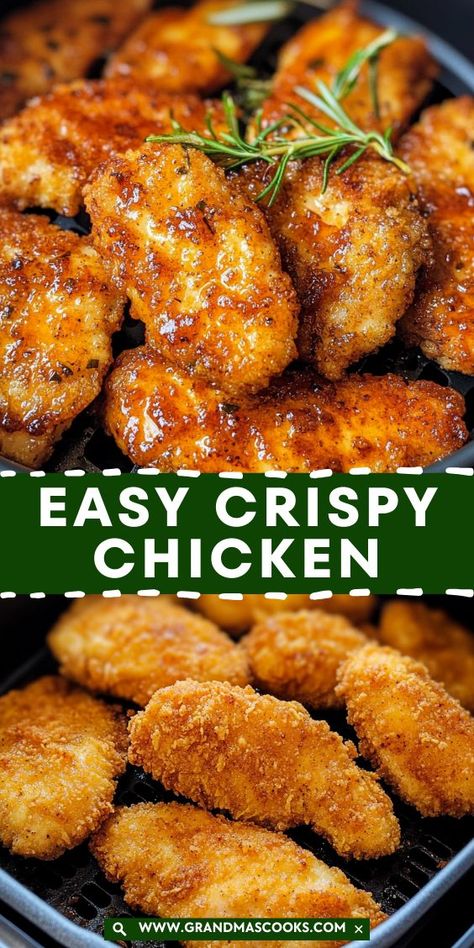 Enjoy all the flavor of fried chicken with none of the guilt! This Air Fryer Crispy Chicken recipe is healthier, quicker, and just as delicious. With a crunchy exterior and juicy chicken inside, you’ll make this again and again! Air Fry Chicken Recipes Easy, Fried Air Fryer Chicken, Healthier Fried Chicken, Easy Fried Chicken Recipe Air Fryer, Air Fryer Fried Chicken Recipe, Air Fryer Recipes For Chicken, Chicken In Air Fryer Recipes, Fried Chicken Recipe Air Fryer, Airfryer Chicken Recipes