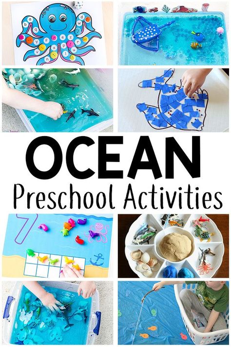 These ocean theme preschool activities are sure to be a hit! From math to alphabet to sensory and arts and crafts, there are tons of ocean activities for your preschoolers! #oceantheme #preschool #ece #sensoryactivities Ocean Sensory Activities, Ocean Preschool Activities, Ocean Theme Preschool Activities, Ocean Themed Activities, Ocean Activities Preschool, Ocean Preschool, Ocean Lesson Plans, Ocean Sensory, Preschool Ocean