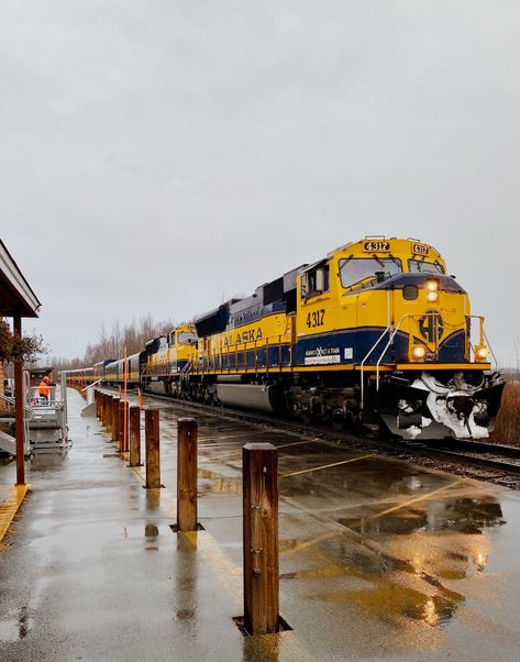 Alaska Train, Train Tracks Photography, Dazzle Camouflage, Alaska Railroad, Railroad Pictures, Train Depot, Railroad Photography, Railroad Photos, Train Photography