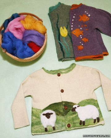 Needle-Felted Sweaters Sweater Tutorial, Print Sweaters, Animal Templates, Recycled Sweaters, Sewing Projects Clothes, Kids Sewing, Old Sweater, Wet Felt, Wool Projects