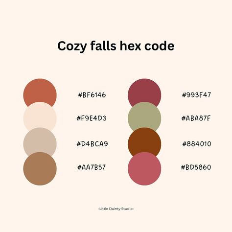 Cozy falls hex code🍂 #notetaking #hexcode #procreate Skin Color Hex Code, Light Brown Hex Code, Hex Color Codes, Hex Codes, Fall Color Palette, Color Codes, Hex Colors, Cozy Fall, Skin Color