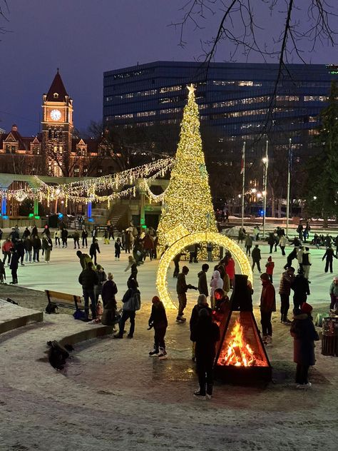 Calgary, AB, Canada Canada Alberta Calgary, Calgary Aesthetic, Calgary Christmas, Canada City, Romanticizing School, Calgary Alberta Canada, Calgary Canada, Insta Ideas, Ice Rink