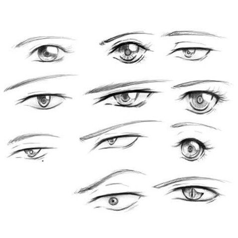 Semi Realistic Male Eyes, Men's Eyes Drawing, Eye Base Drawing Male, Anime Man Eyes, Make Anime Eyes, Male Anime Eyes, Anime Eyes Male, Male Eyes Drawing Reference, Anime Eyes Reference