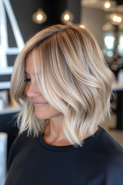 12 Medium Blonde Hairstyles That Are Simply The Perfect Length Medium Blonde Hairstyles, Short Blonde Hairstyles, Shoulder Length Blonde, Fall Blonde Hair, Medium Blonde Hair, Blonde Haircuts, Hairstyles And Haircuts, Blonde Hairstyles, Medium Blonde