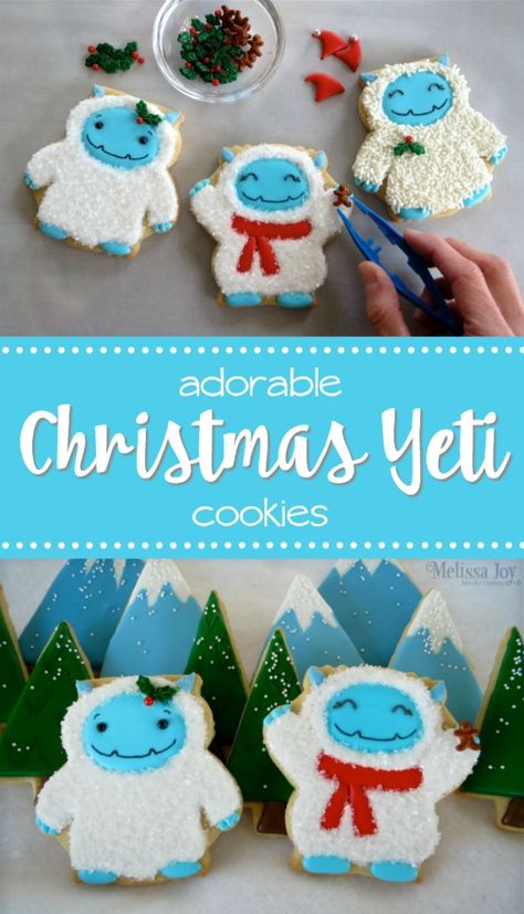 Adorable Christmas Yeti Cookies with Melissa Joy Fanciful Cookies and More – The Sweet Adventures of  Sugar Belle Yeti Cookies Decorated, Yeti Themed Party, Sasquatch Cookies, Yeti Christmas Tree, Yeti Christmas Decorations, Yeti Cookies, Holiday Monster Cookies, Yeti Party, Yeti Birthday