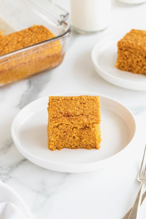 A piece of pumpkin cornbread on a small white rimmed plate. There is a bite out of the cornbread. Pumpkin Cornbread, Whole Wheat Flour, Whole Wheat, Wheat Flour, Cornbread, Wheat, Make It, Flour, Baking